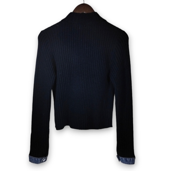 Arizona Jeans Black Sweater Denim Jacket - Picture 2 of 5